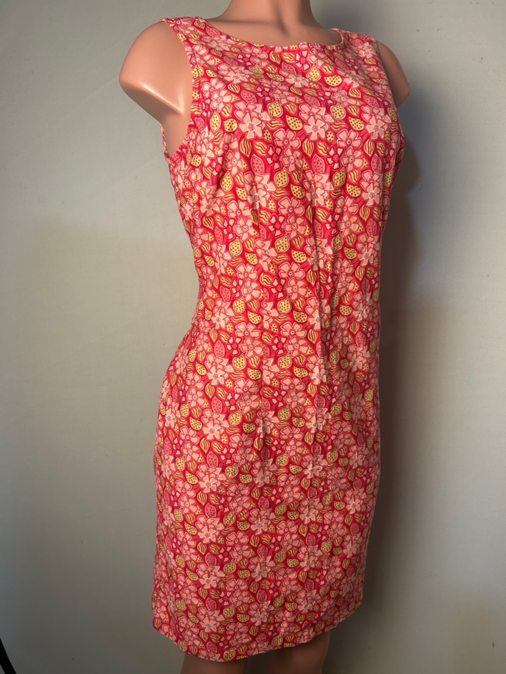 VTG Expressions Women’s Pink Floral Dress Sleeveless 100%Cotton Size: Large